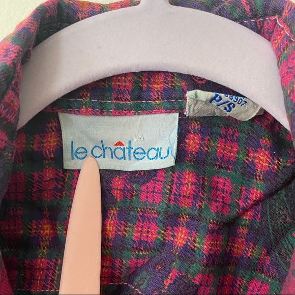 VINTAGE Plaid Collar Shirt / Top Super Cute Pattern Unique - Picture 4 of 4